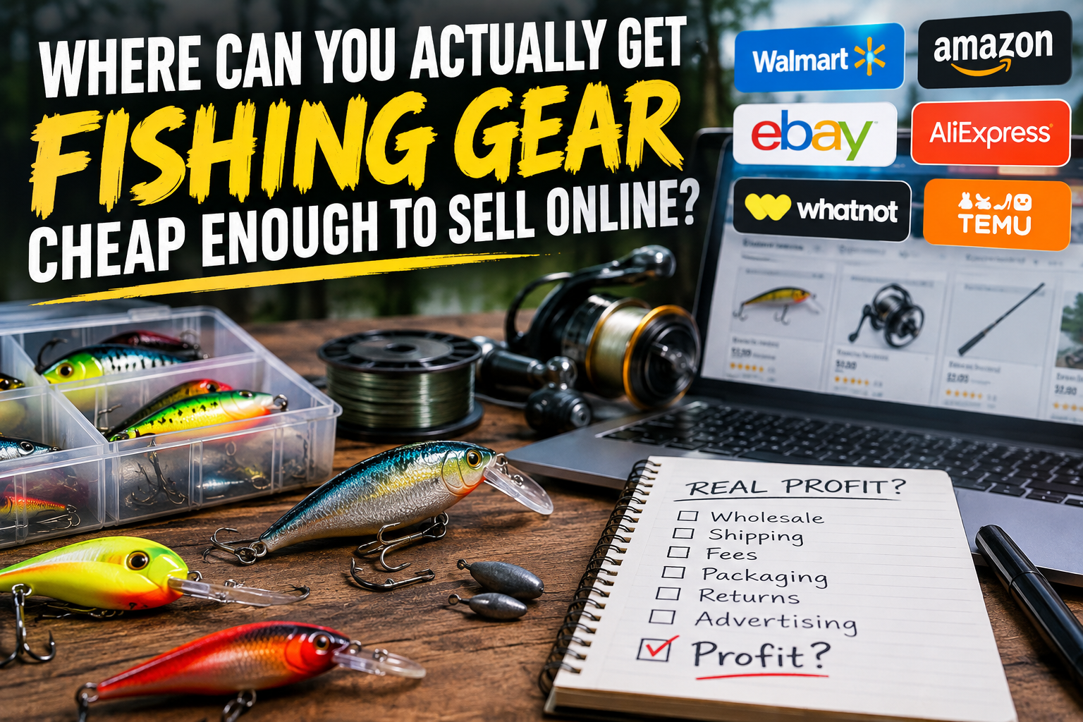 fishing gear inventory, lures, tackle and online selling